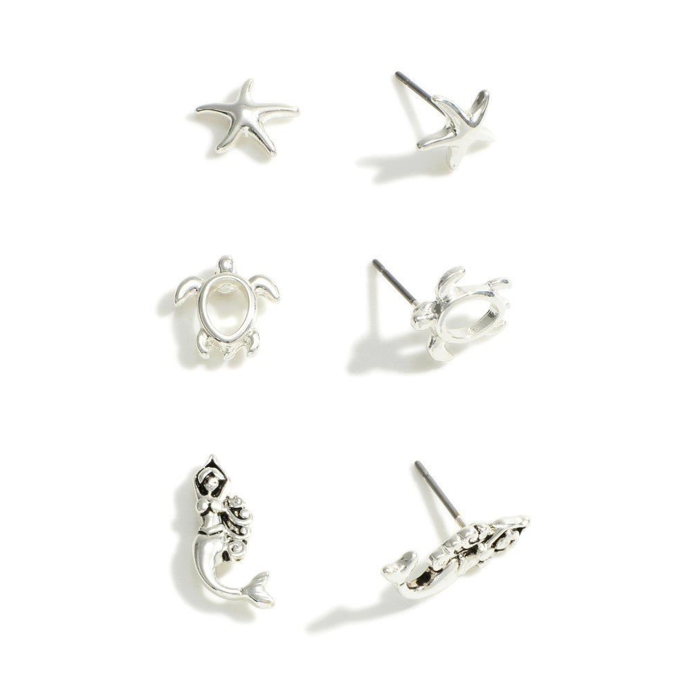 Mermaid Turtle Starfish Earrings