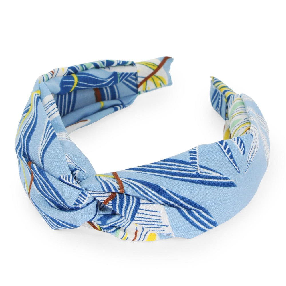 Blue Palm Leaf Knot Headband