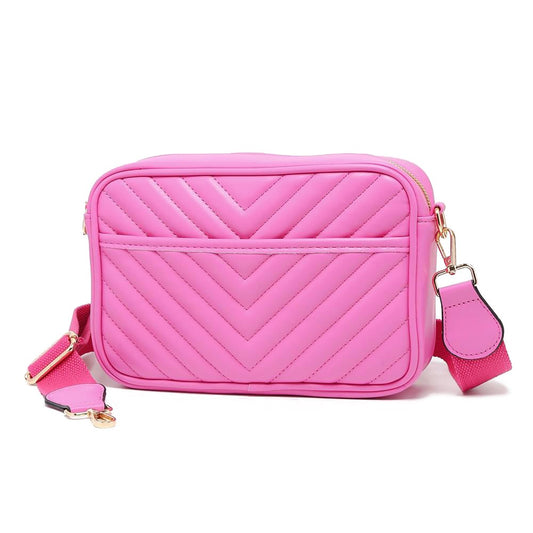 Fuchsia Quilted Leather Crossbody Bag