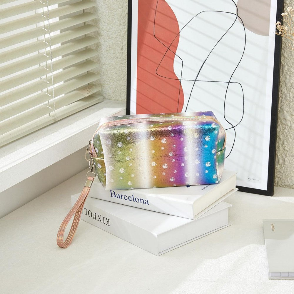 Iridescent Flower Print Travel Pouch