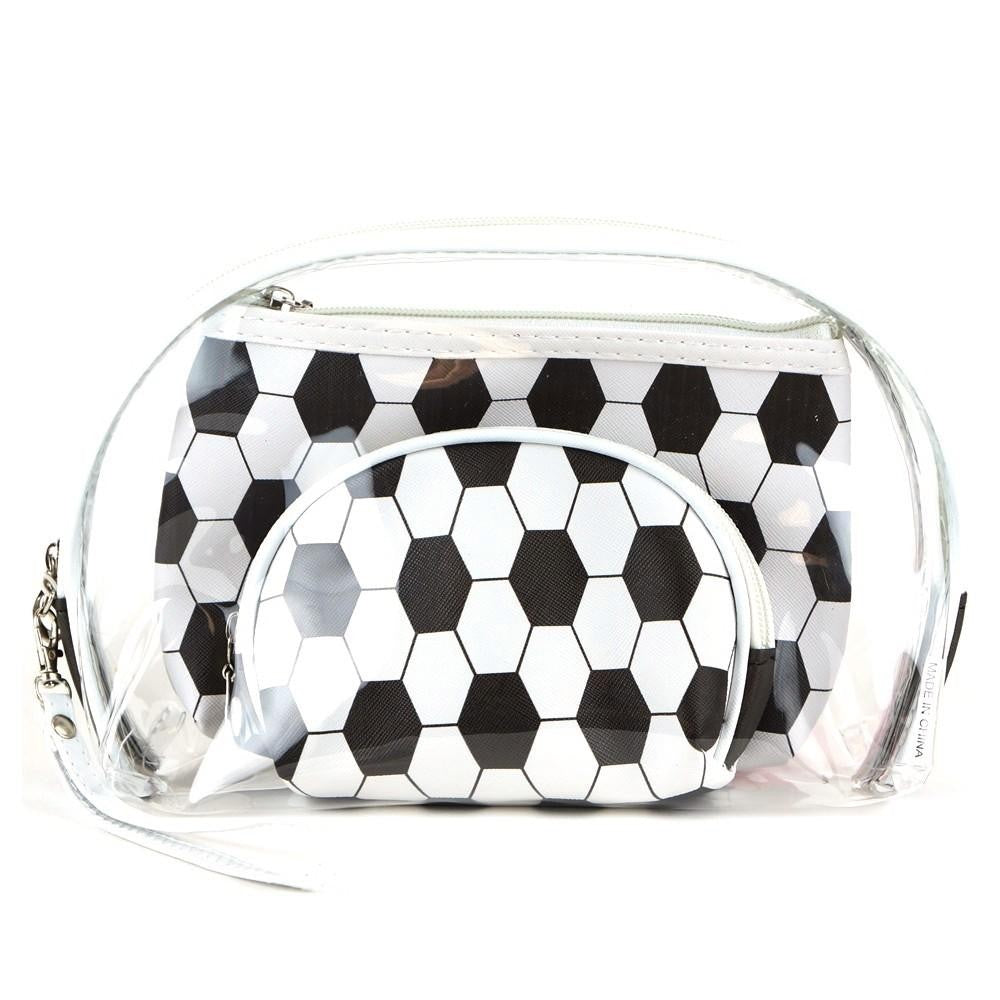 clear 3pc travel pouch set.