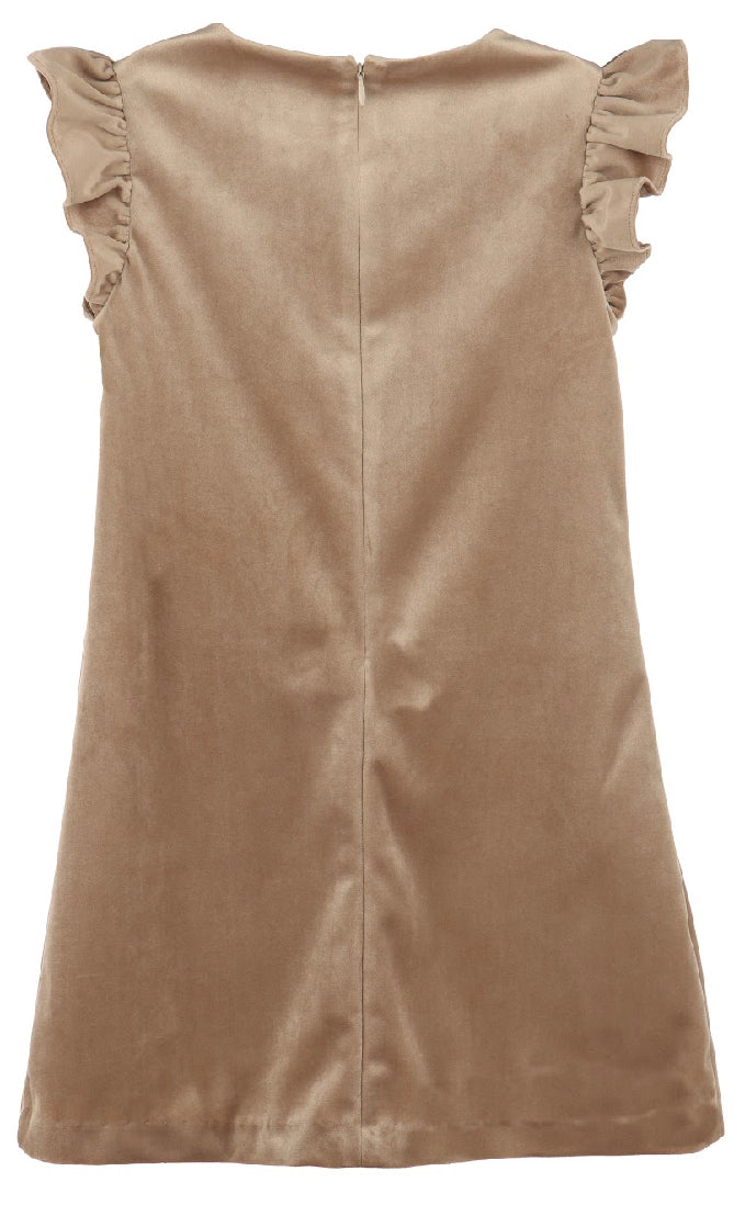 Beige Deluxe Velvet Shift Dress