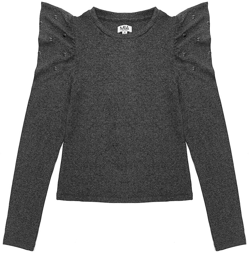 Charcoal Puff Sleeve Top
