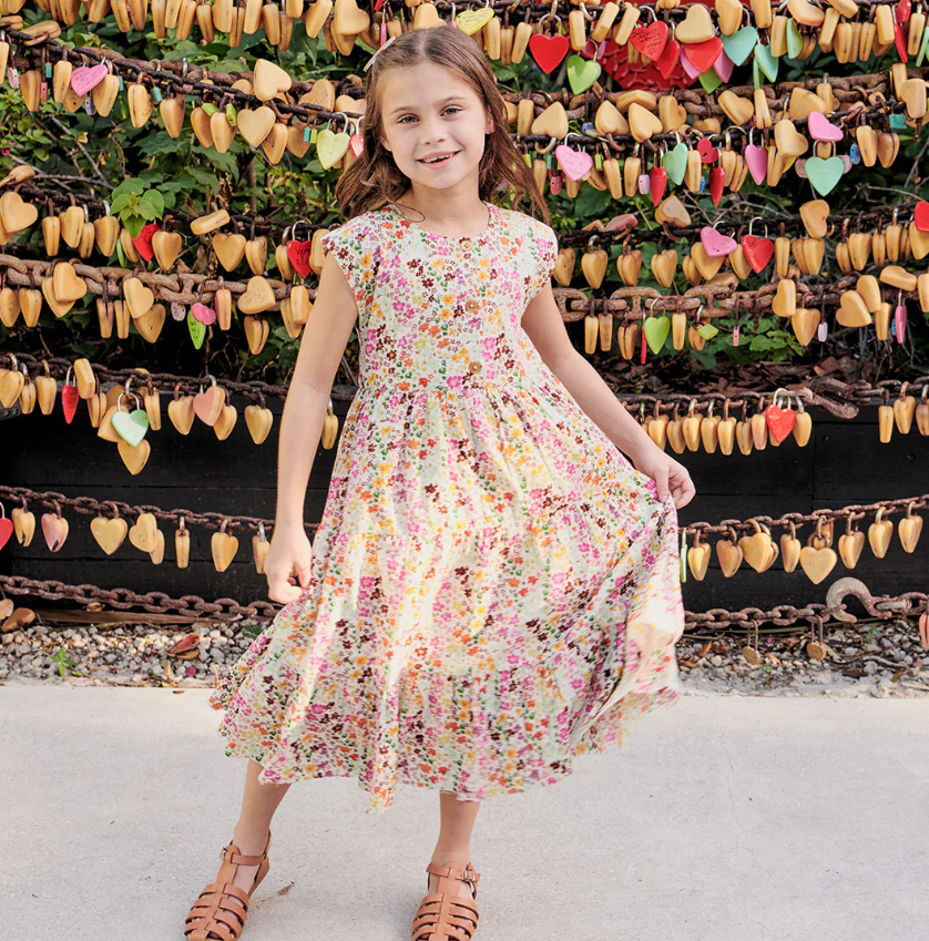 Girls Rue Dress - Multi Ditsy Floral