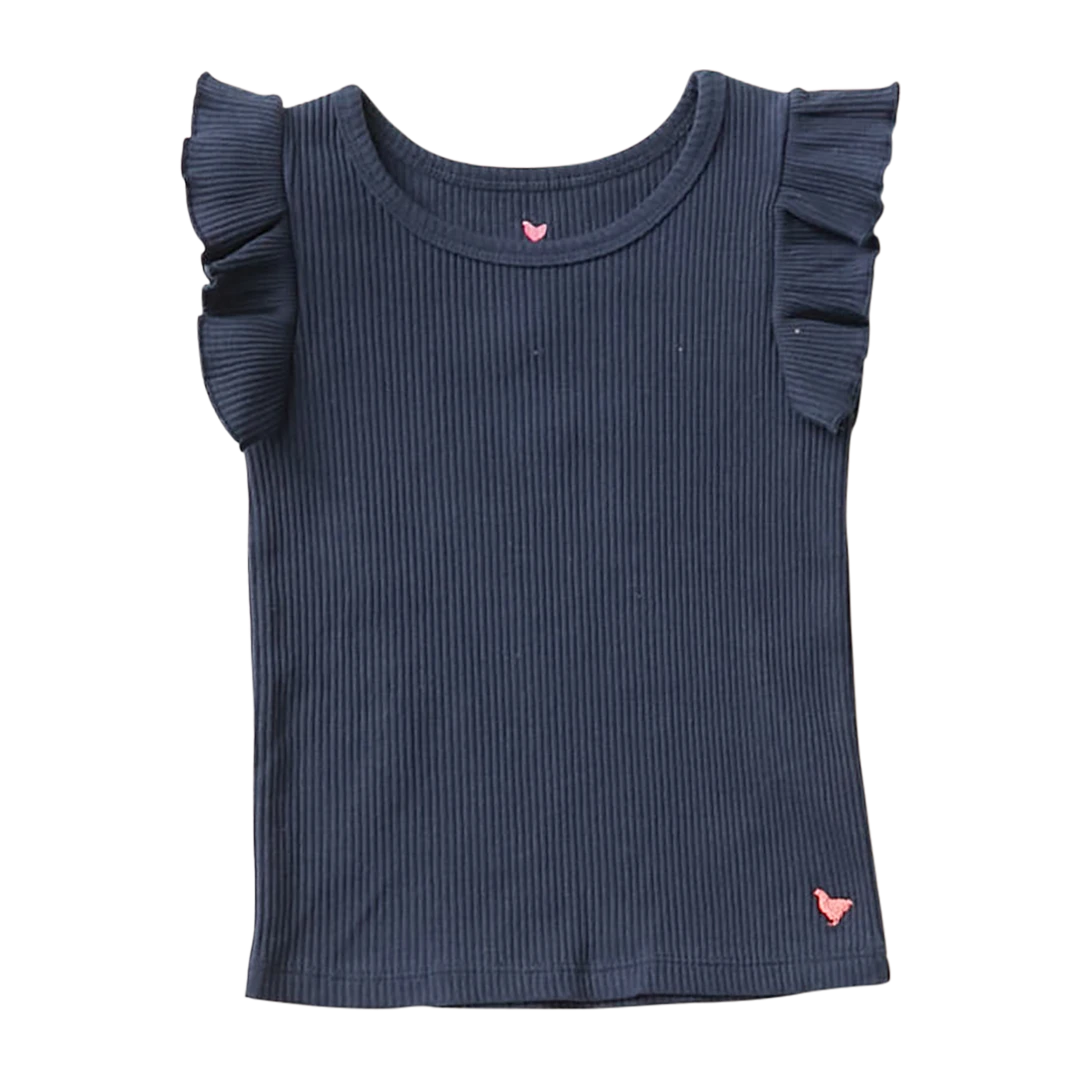 Navy Ruffle Tank
