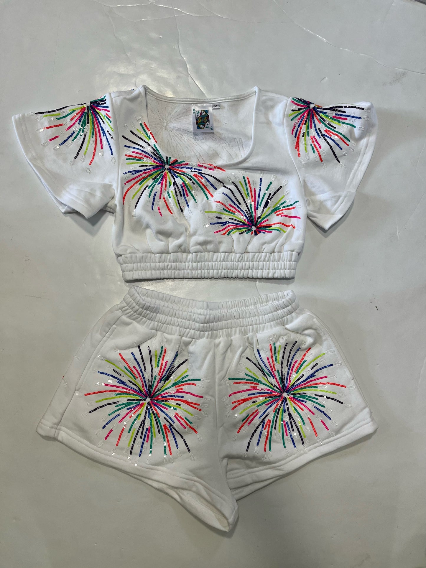 Multi White Fireworks Shorts