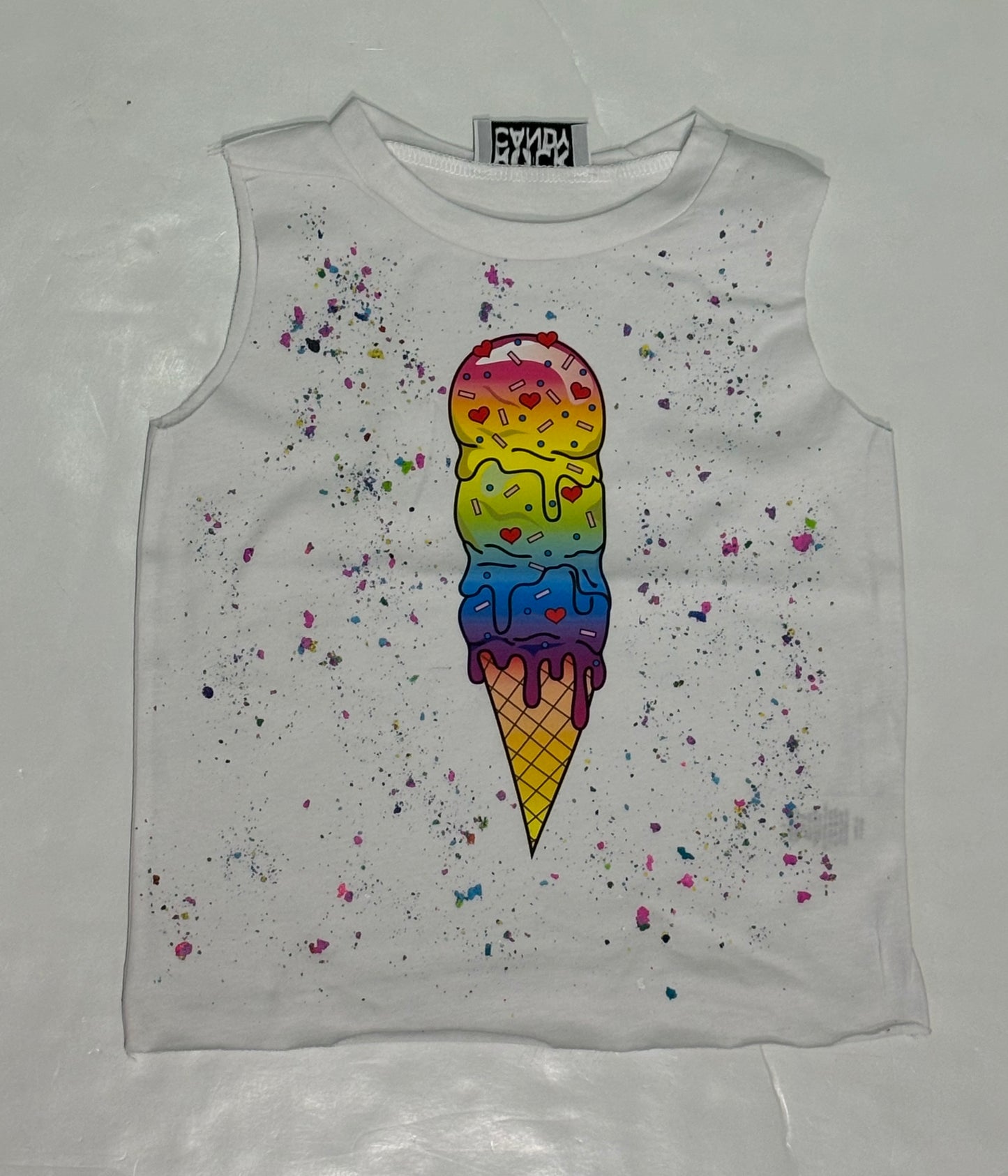 White Splatter Ice Cream ConeTank