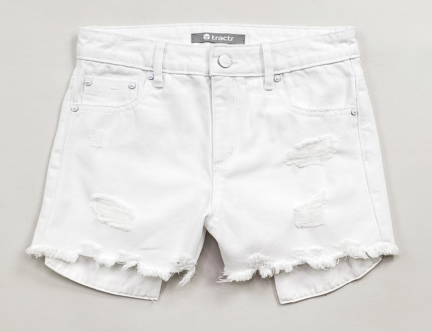 White High waist weeekend Distress Short