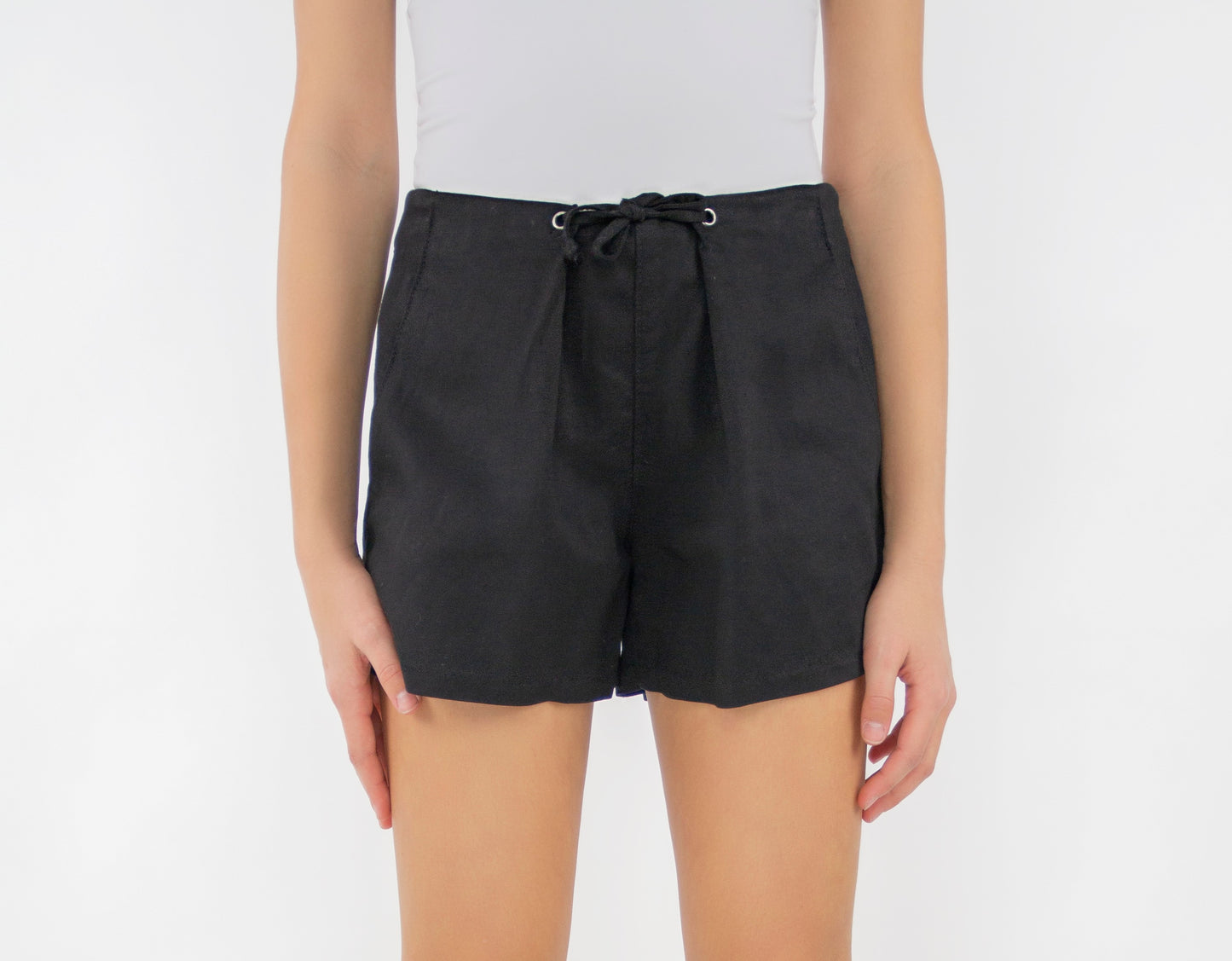 Black Dressy Pull On Shorts