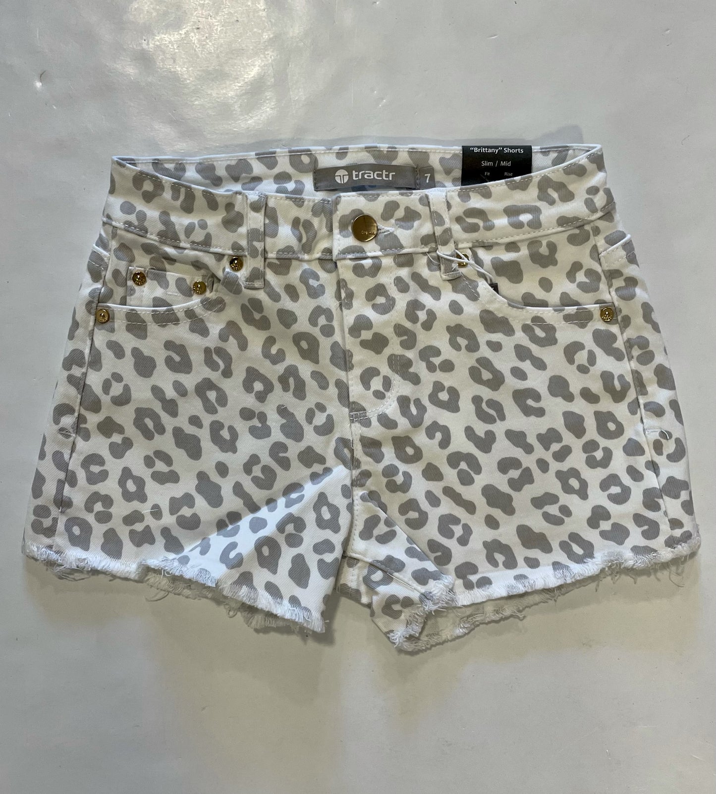 Leopard Print Fray Hem Shorts