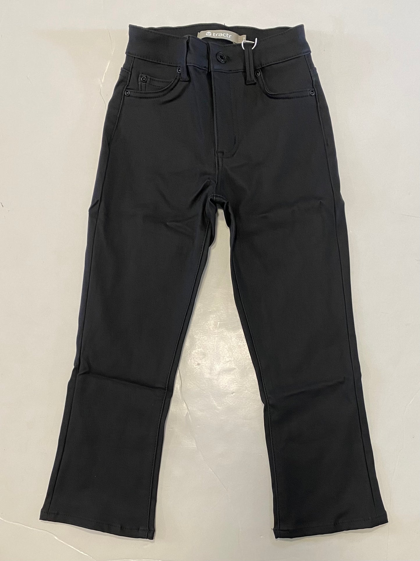 Black High Rise Coated Crop Flare