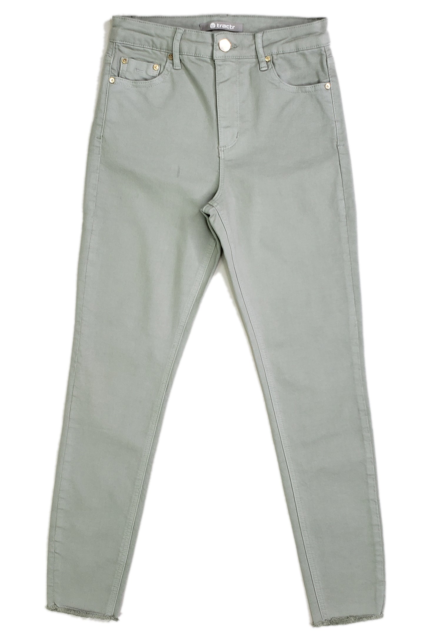 Forest Green Fray Hem Skinny