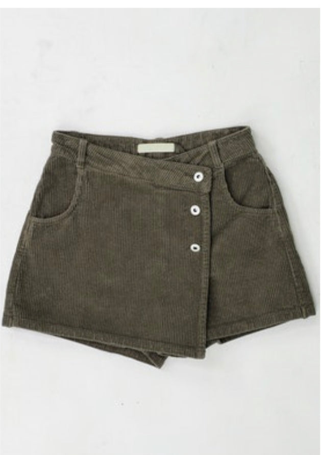 Corduroy Button Skort