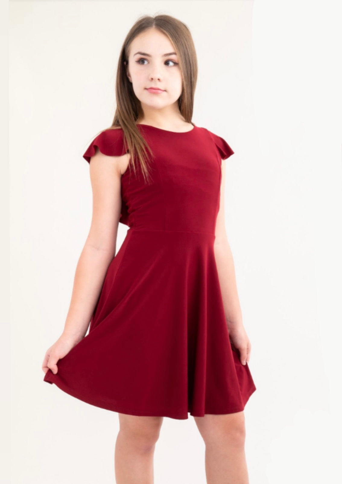 Cap Sleeve Ruffle Skater Dress