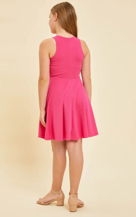 Hot Pink High Neck Dress