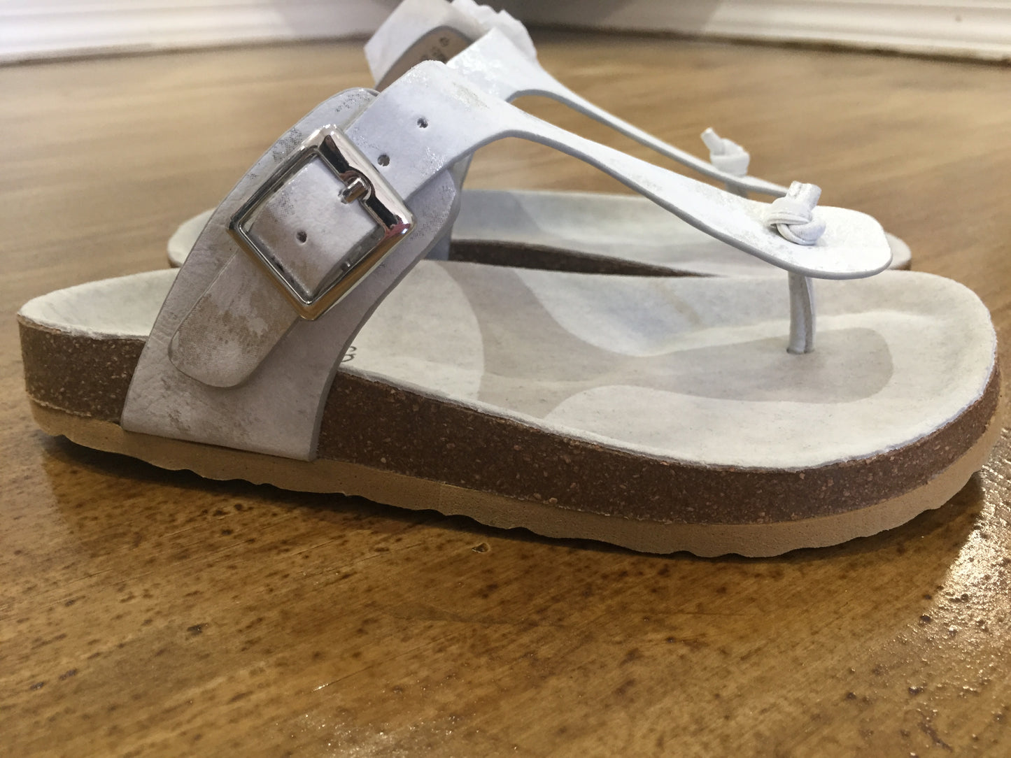 White Slip On Snadal w/Buckle