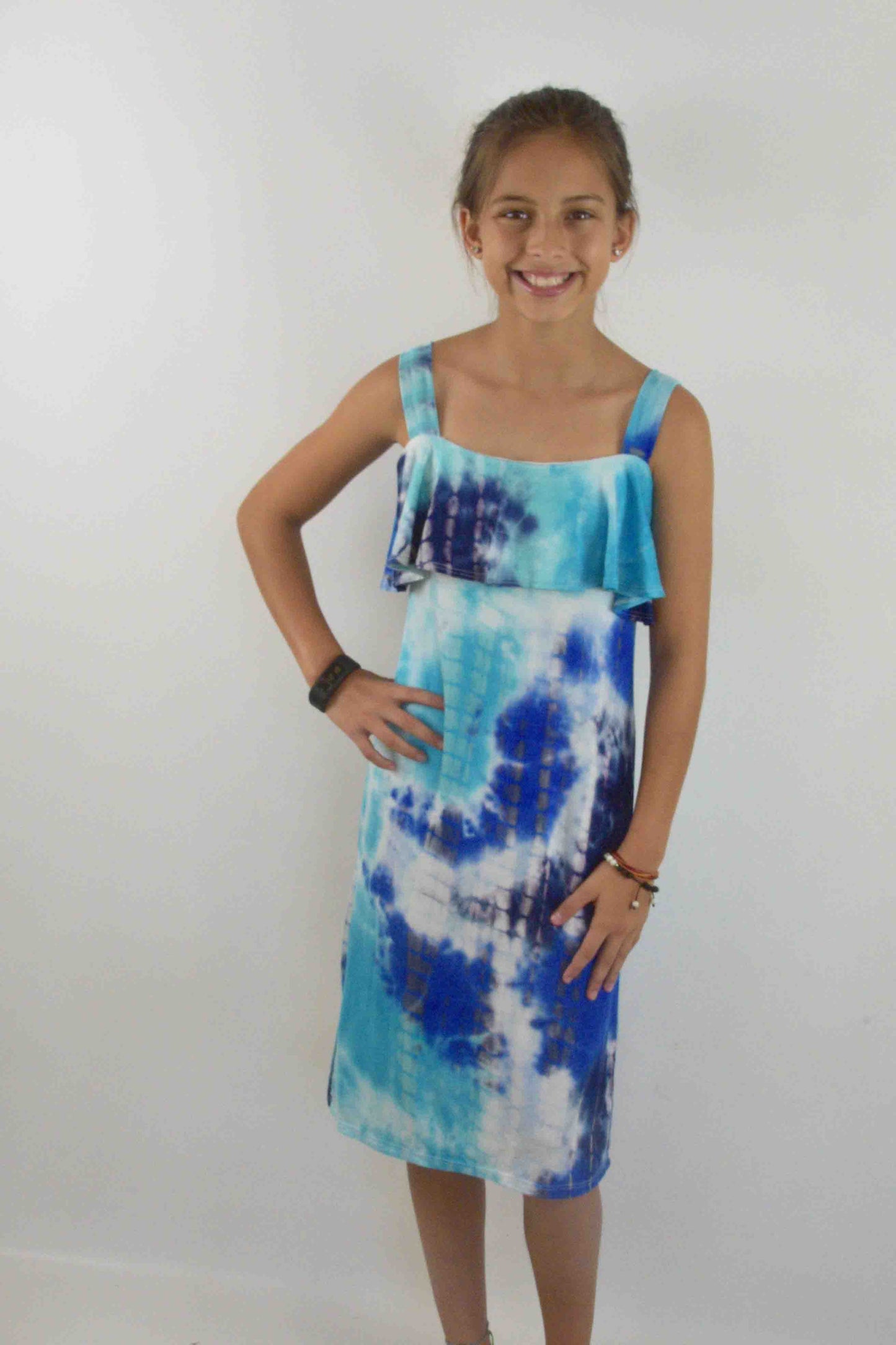 Blue Tie Dye Sundress w/Strapes