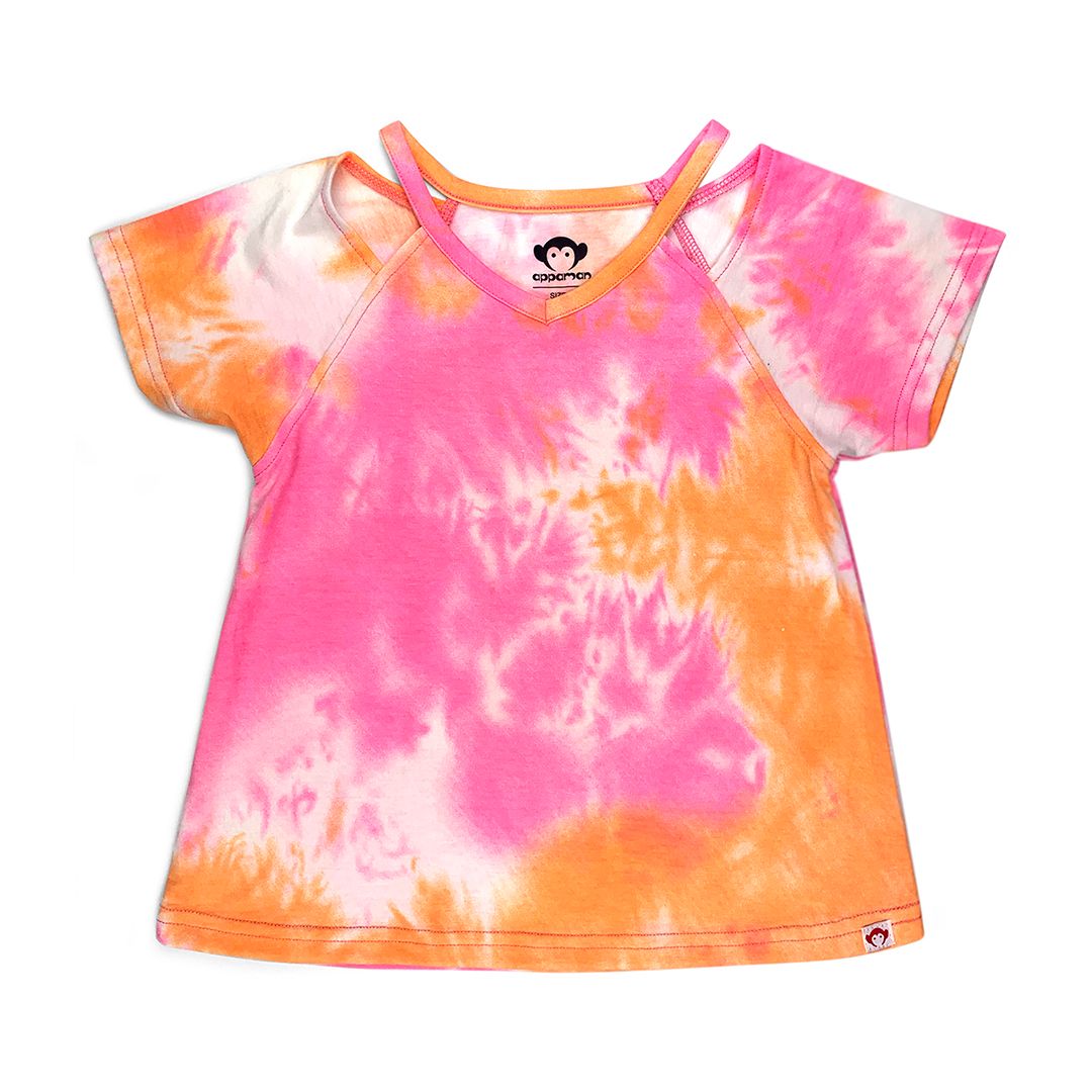 Orange & Pink Tie Die Top