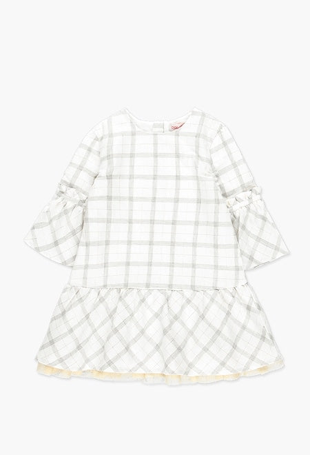 Gold Plaid With Ruffle Dress