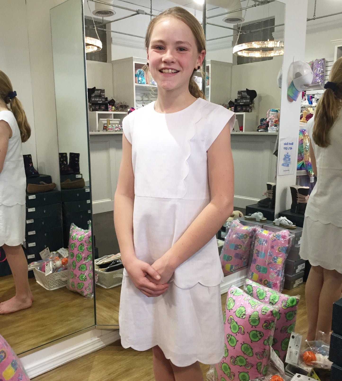 White Scallop Fit & Flare Dress