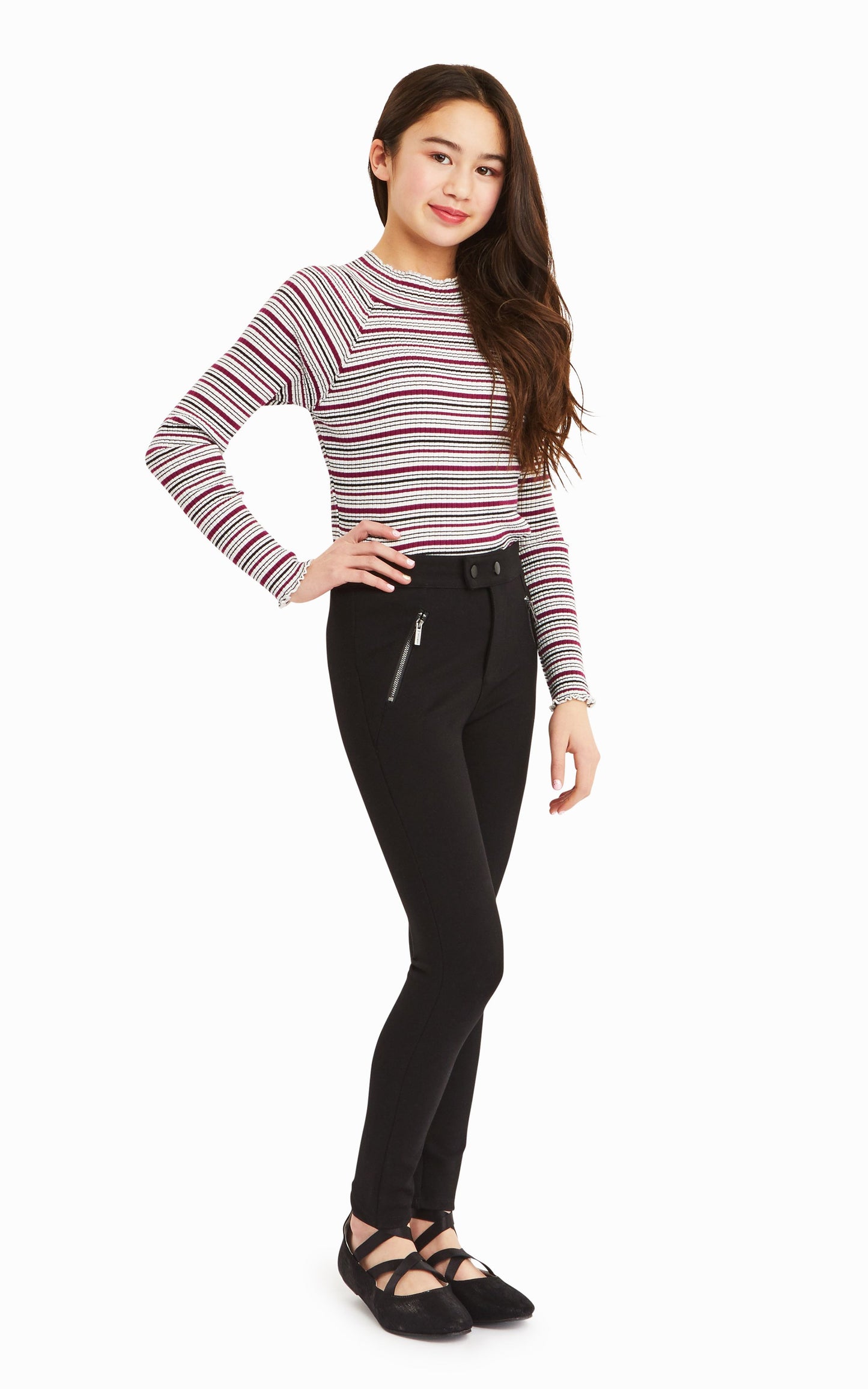 Black Front Zip Ponte Pant