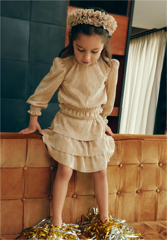 Oat Pleated Knit Skirt Set