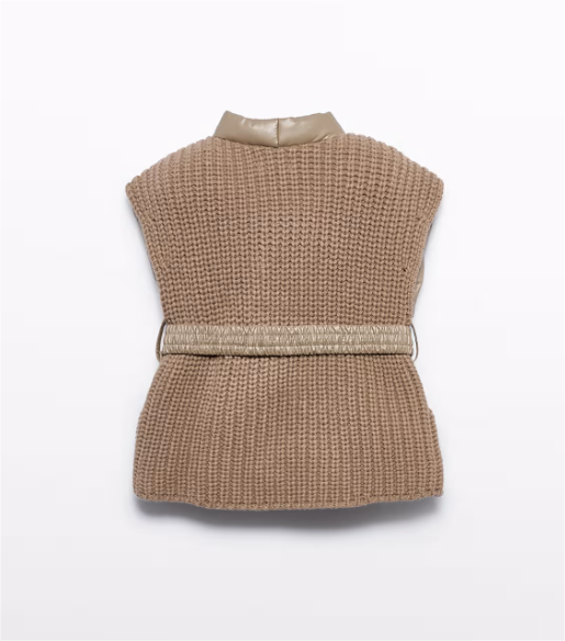 Oat Quilted Faux Leather Vest