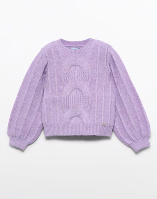 Purple Cable Knit Sweater