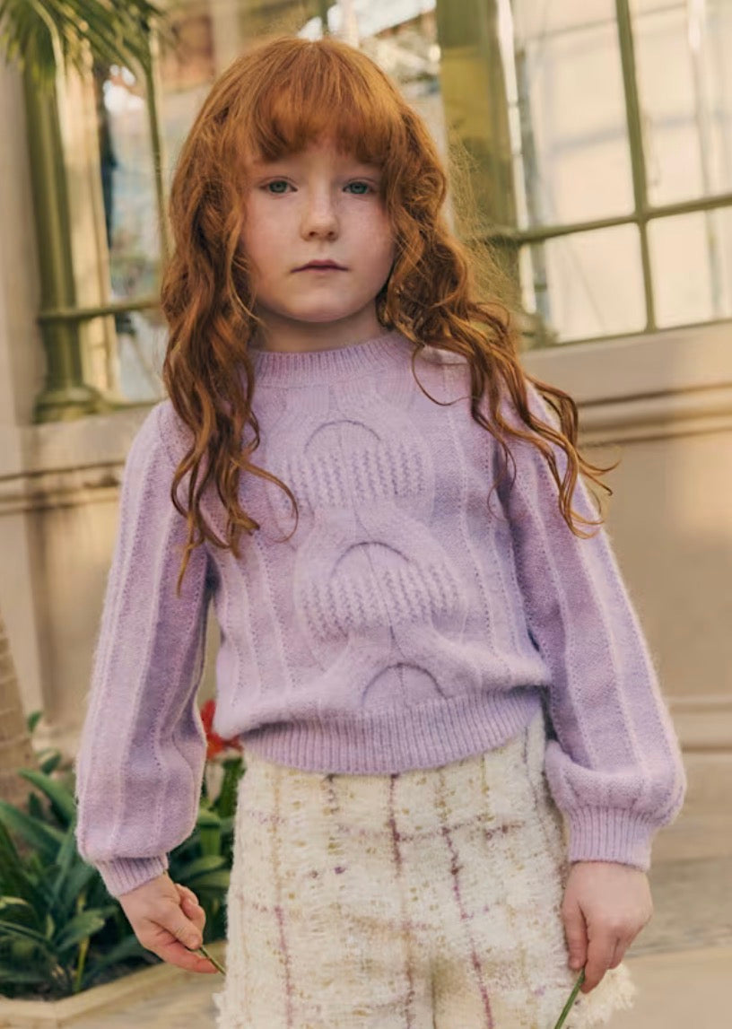 Purple Cable Knit Sweater