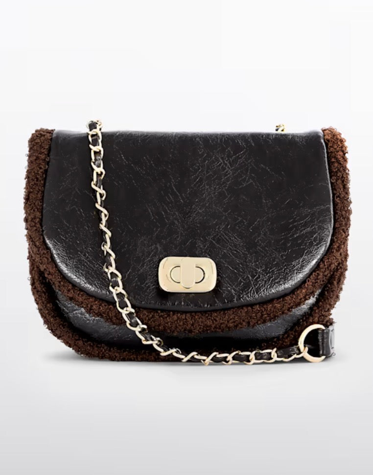 Dark taupe Mixed Sherpa Bag