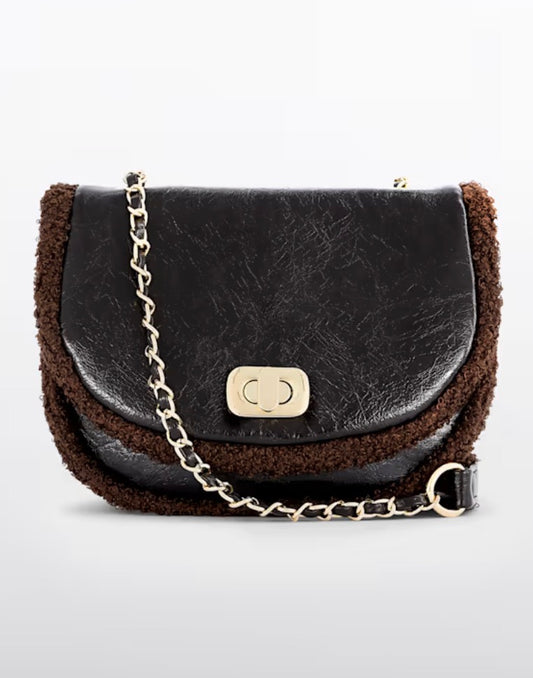 Dark taupe Mixed Sherpa Bag