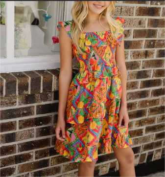 Yellow Remi Smocked Girls Dress