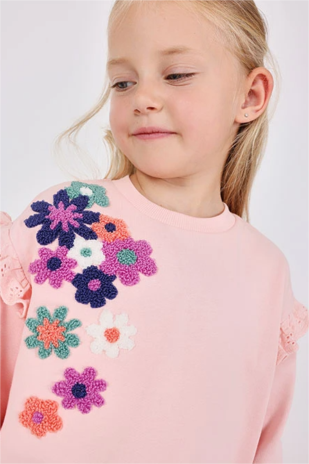 Pink Sweatshirt w/Flowers