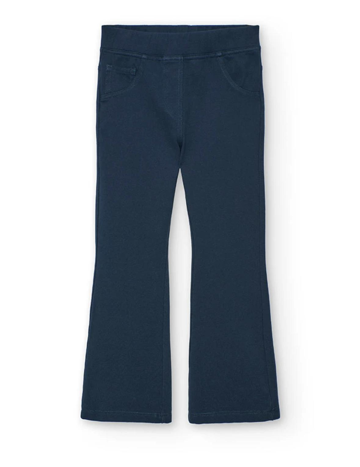 Navy Twill Flare Stretchy Pant