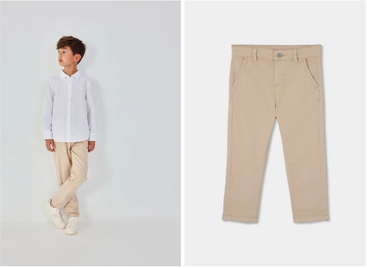 Beige satin trousers