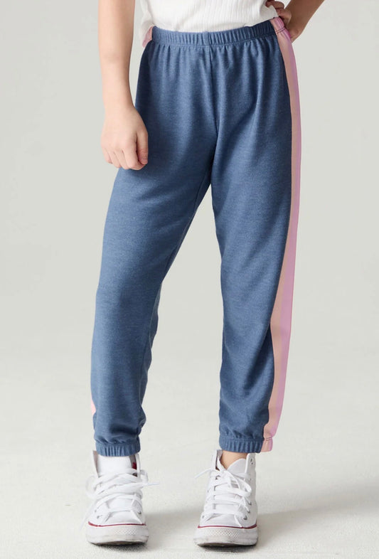 Navy Multi Stripes Girls Jogger