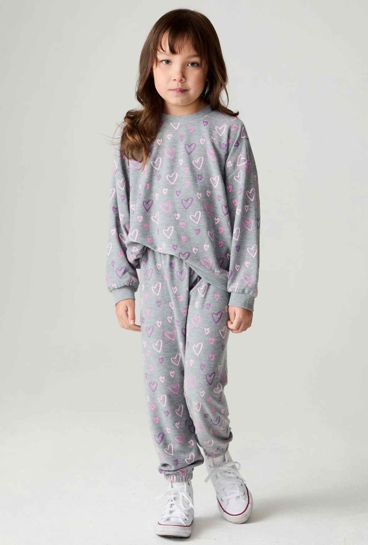 Ditsy Hearts Girls Sweatshirt