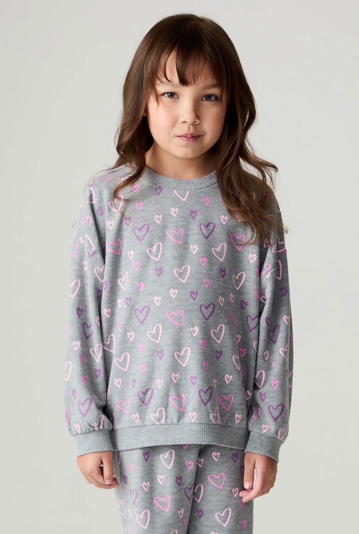 Ditsy Hearts Girls Sweatshirt