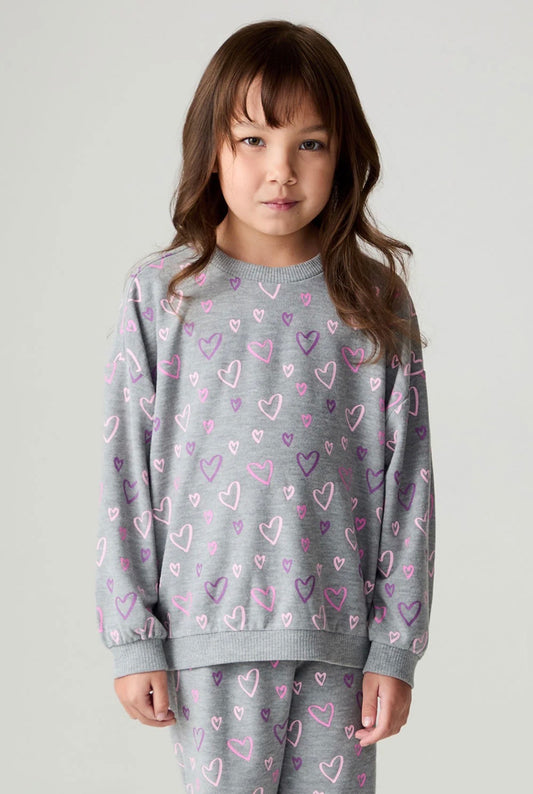 Ditsy Hearts Girls Sweatshirt