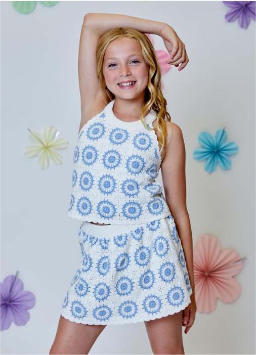 Blue and White crochet Tank