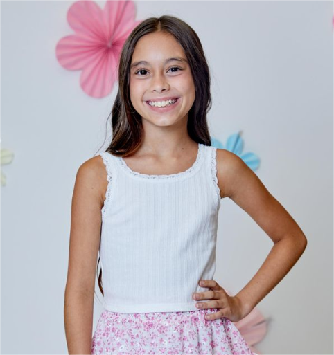 White tank Lace Trim