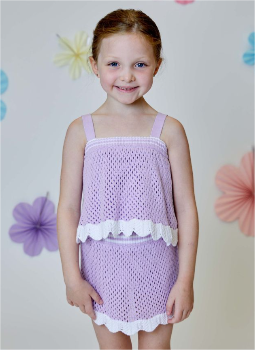 Lilac Knit Tank w/Scallop Trim