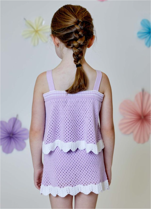 Lilac Knit Tank w/Scallop Trim