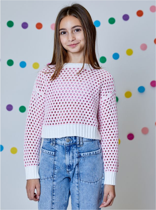 Pink & Winter White Sweater