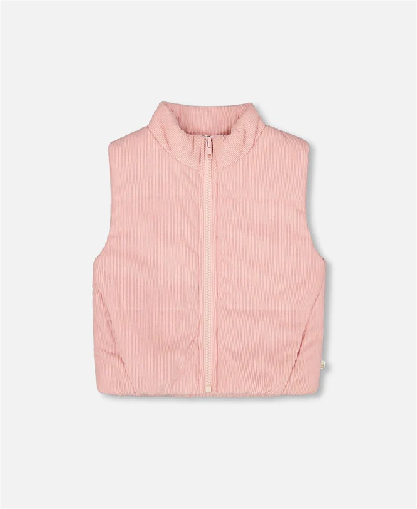 Dusty Pink Corduroy Puffy Vest