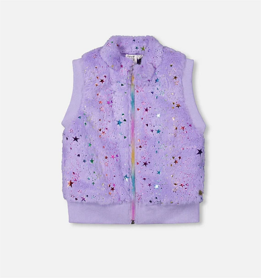 Lavender Fur Zipped Vest