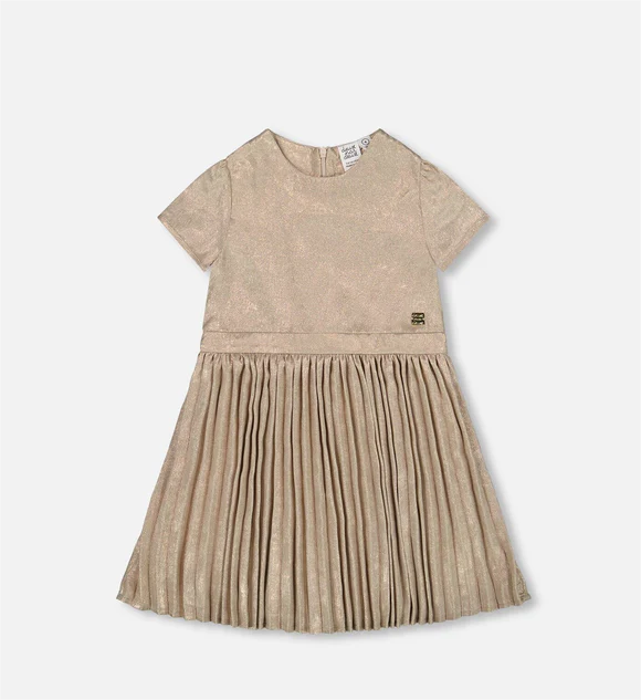 Light Caramel Pleated Skirt Dress