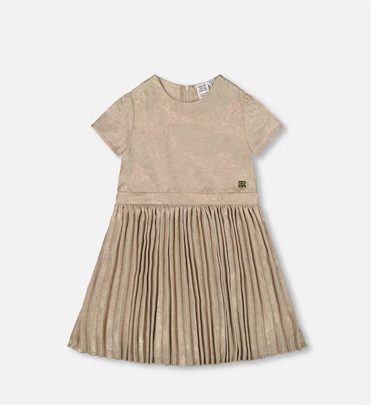 Light Caramel Pleated Skirt Dress