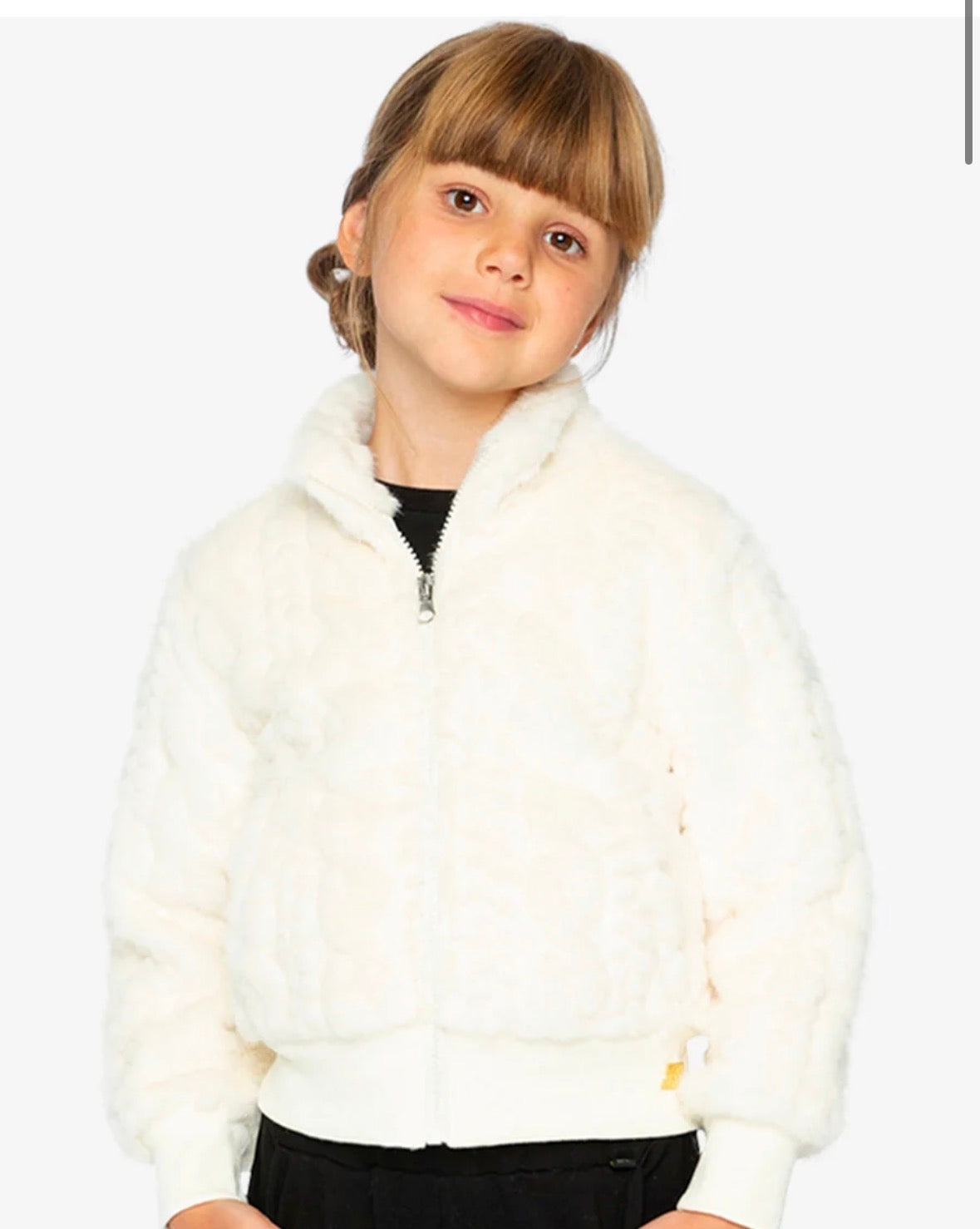 Beige Faux Fur Jacquard Jacket