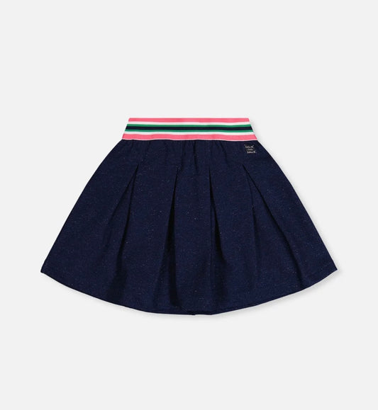 Navy Blue Denim Pleated Skirt